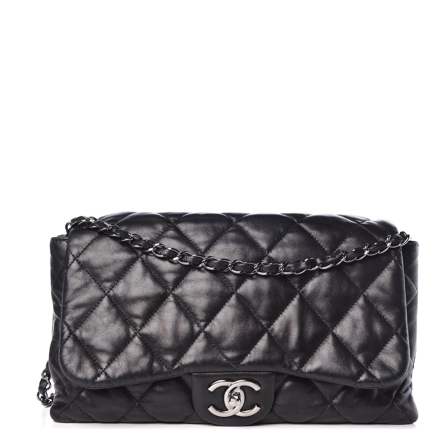 Chanel Lambskin Quilted 3 Accordion Flap Bag Black 1 of 11