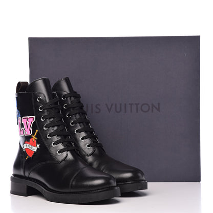 Louis Vuitton Calfskin LV Black Heart Flat Ranger Boots 38.5 Black 12 of 12