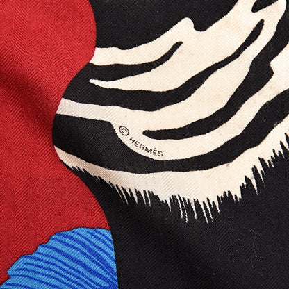 Hermes Cashmere Silk Zebra Pegasus Shawl 140 5 of 5