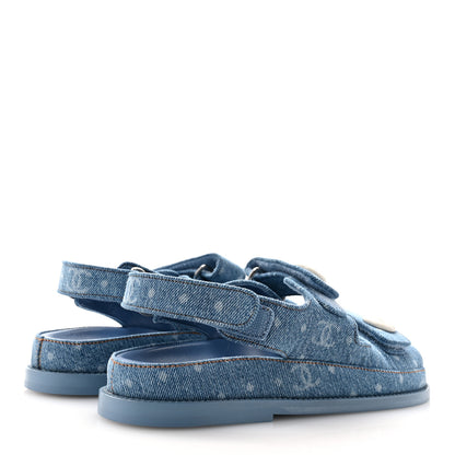 Chanel Printed Denim CC Dad Sandals 36 Light Blue 4 of 9