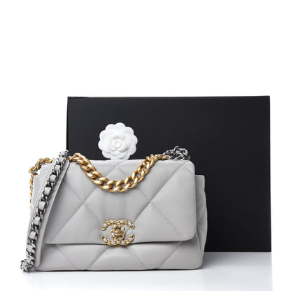 Chanel Lambskin Quilted Medium Chanel 19 Flap Grey 11 of 11