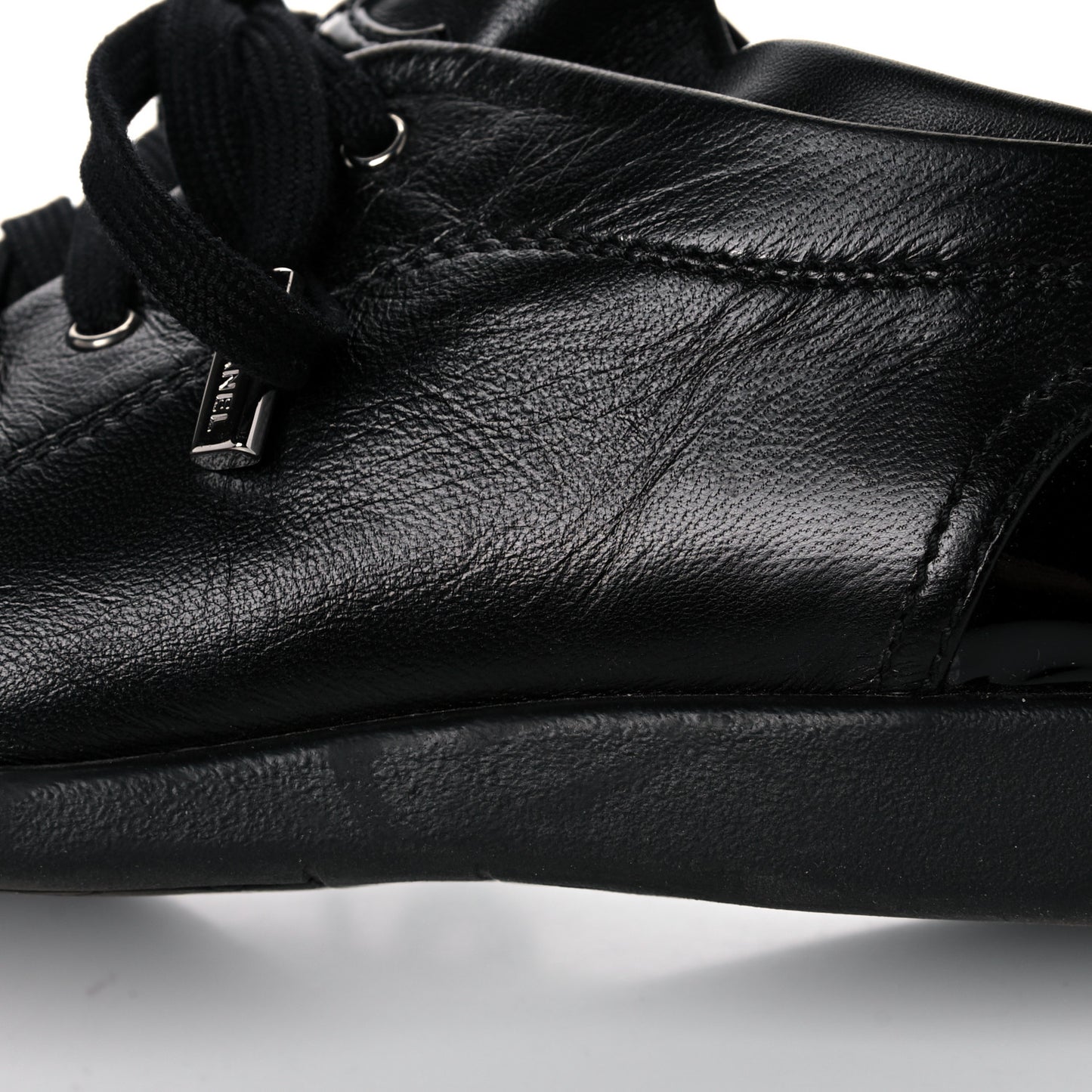 Lambskin Patent Cap Toe CC Sneakers 37.5 Black