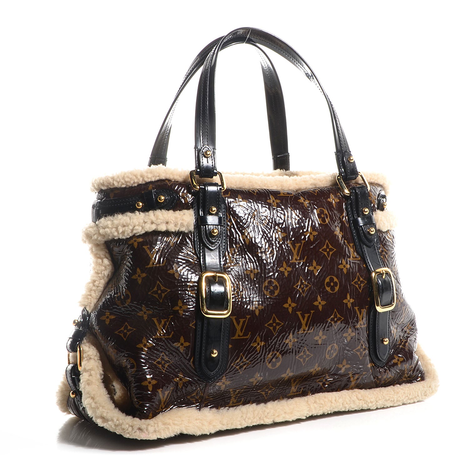 Louis Vuitton Patent Monogram Shearling Sac Thunder 3 of 7