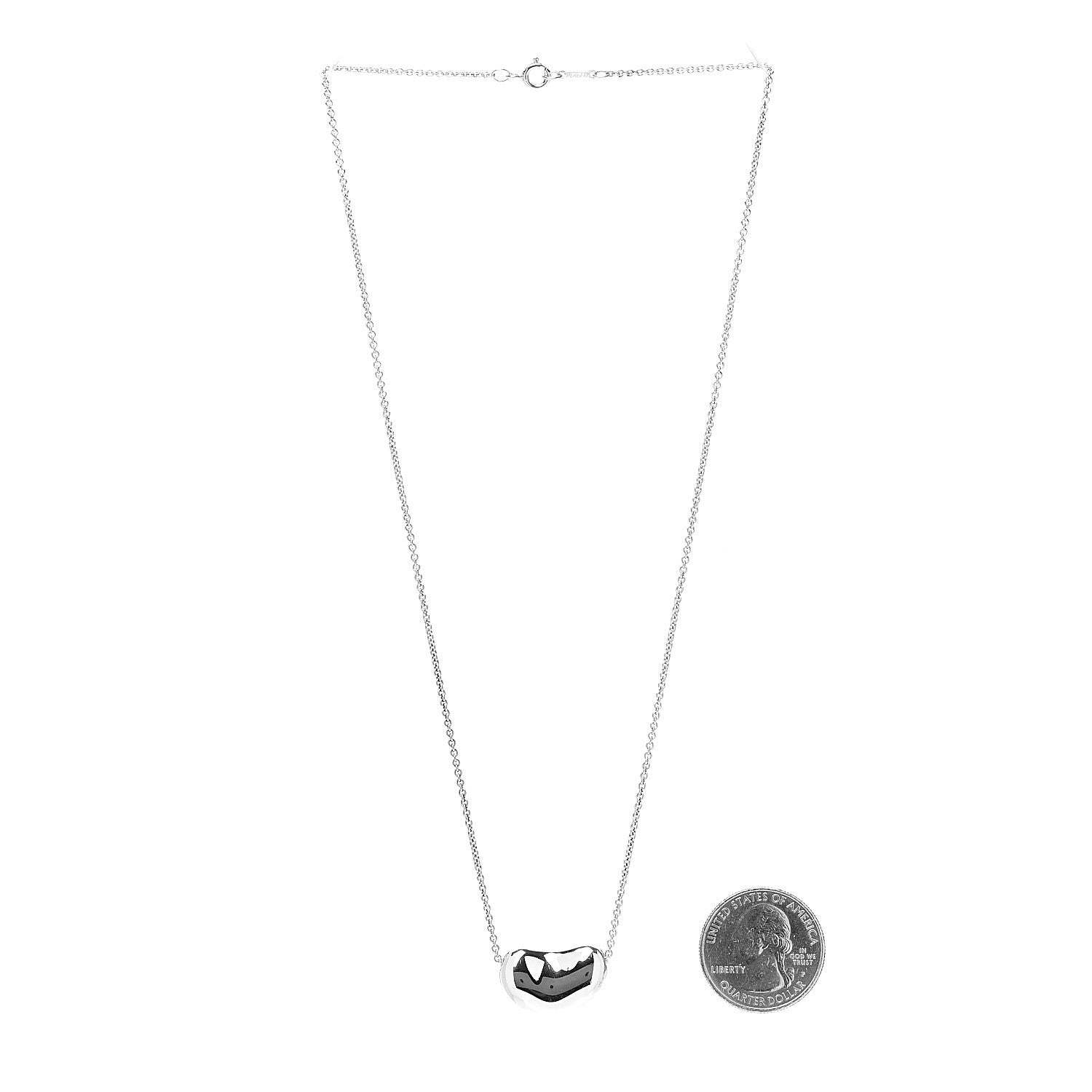 Tiffany Sterling Silver 20mm Elsa Peretti Bean Pendant Necklace 3 of 6