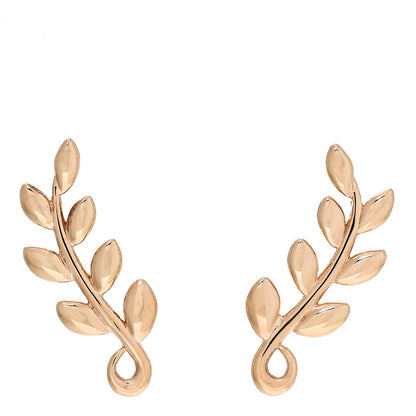 Tiffany 18K Rose Gold Paloma Picasso Olive Leaf Climber Earrings 1 of 5