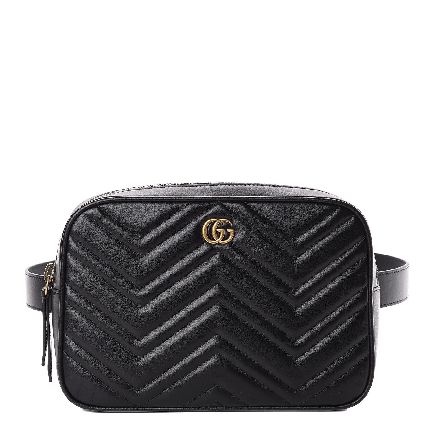 Gucci Calfskin Matelasse Mens GG Marmont Belt Bag 80 32 Black 1 of 13