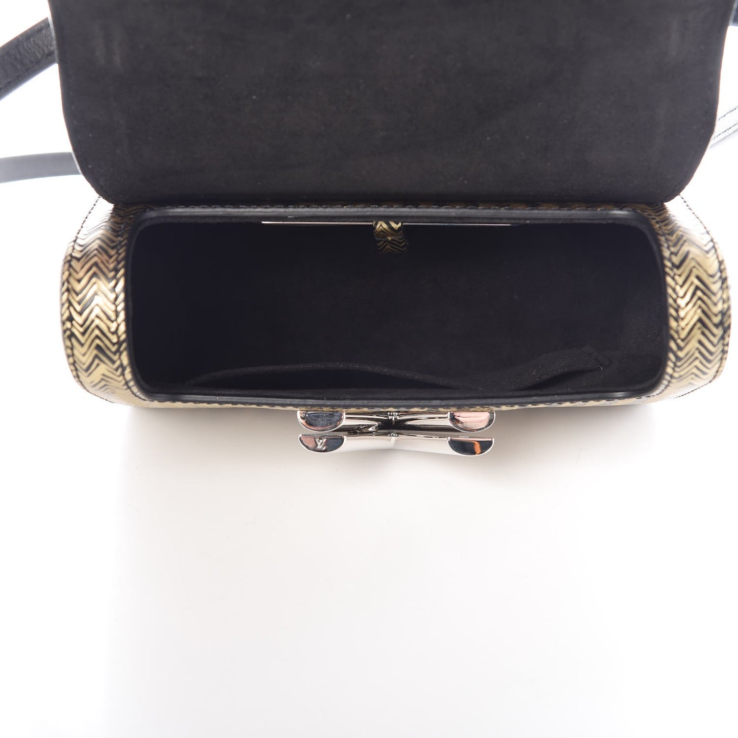 Epi Chevron Printed Twist Shoulder Bag PM Gold
