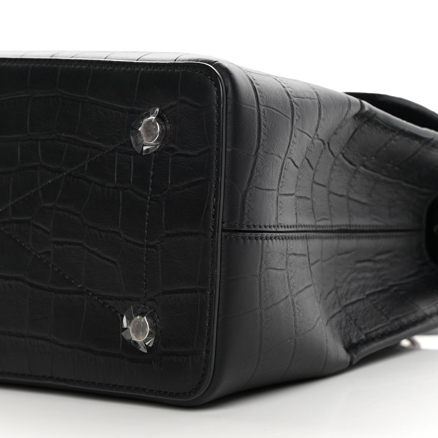 Matte Croc Calfskin Embossed Small Seaton Black