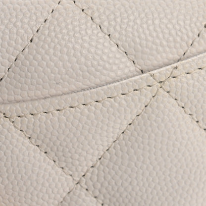 Chanel Caviar Quilted Flap Card Holder On Chain White 14 of 15