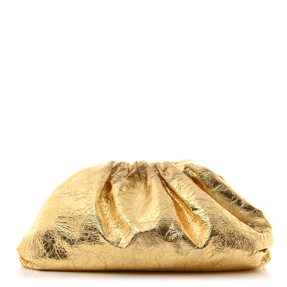 Bottega Veneta Metallic Crinkled Lambskin The Pouch Oversized Clutch Oro 1 of 9