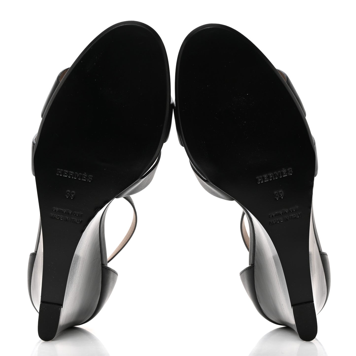 Calfskin Legend Wedge Sandals 39 Black