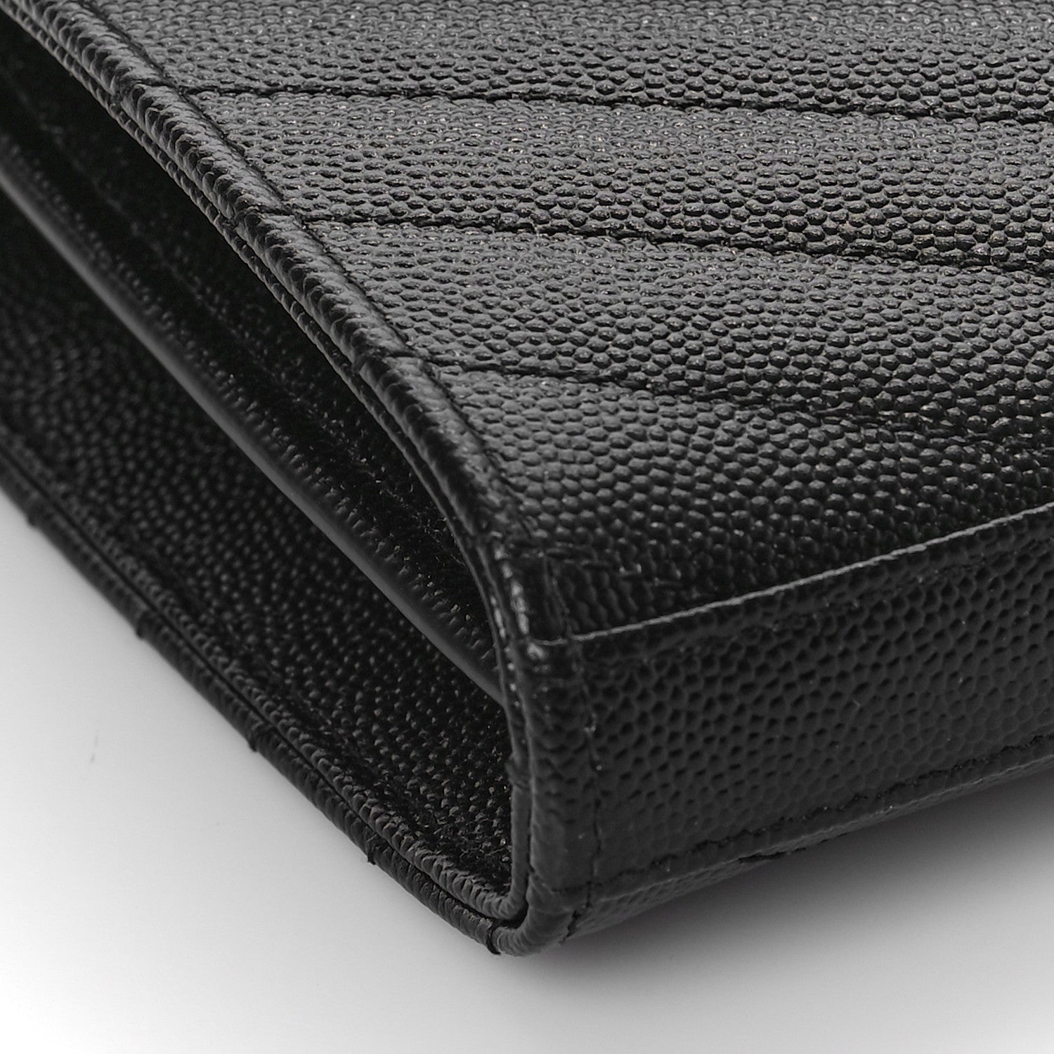 Saint Laurent Grain De Poudre Matelasse Chevron Monogram Chain Wallet Black 7 of 9