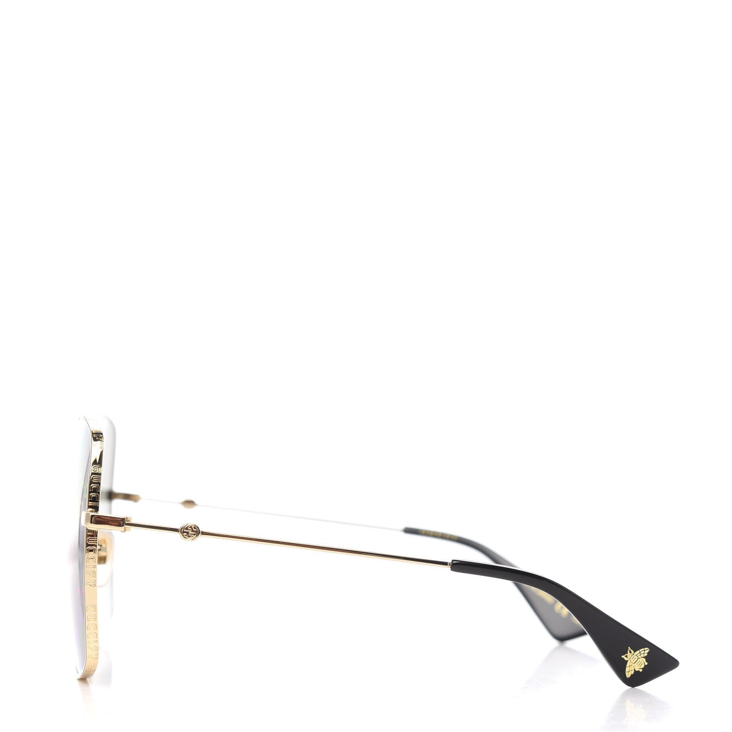 Gucci Metal Rectangular Frame Sunglasses GG0414S Gold Multicolor 3 of 8