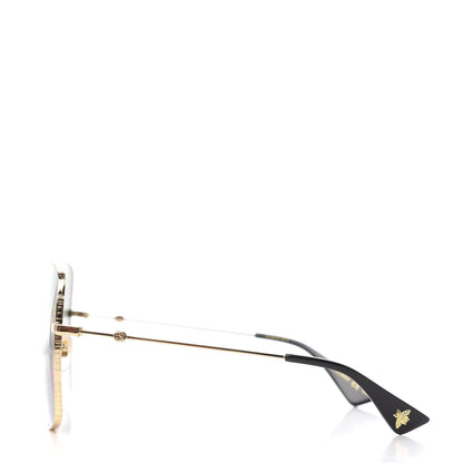 Gucci Metal Rectangular Frame Sunglasses GG0414S Gold Multicolor 3 of 8