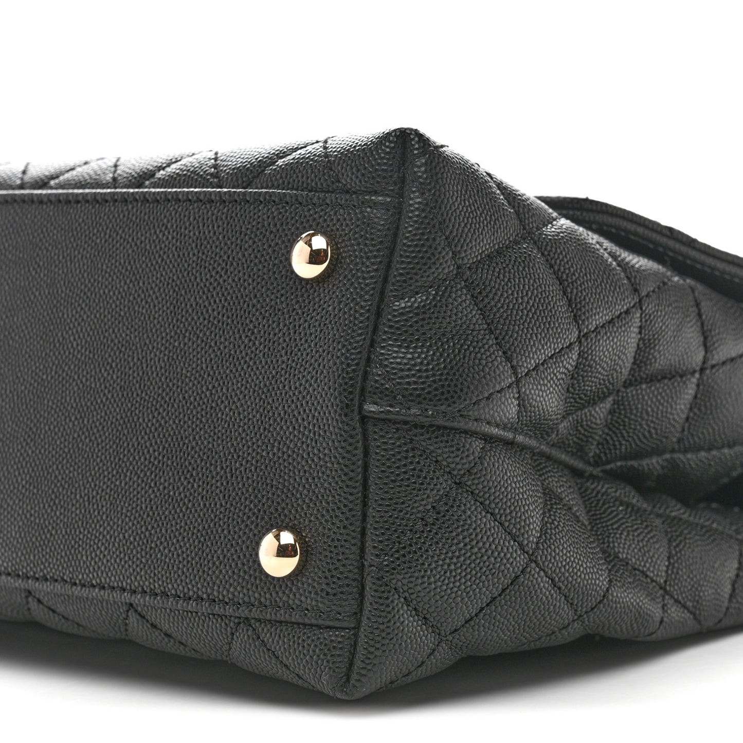 Caviar Quilted Small Coco Handle Flap Black