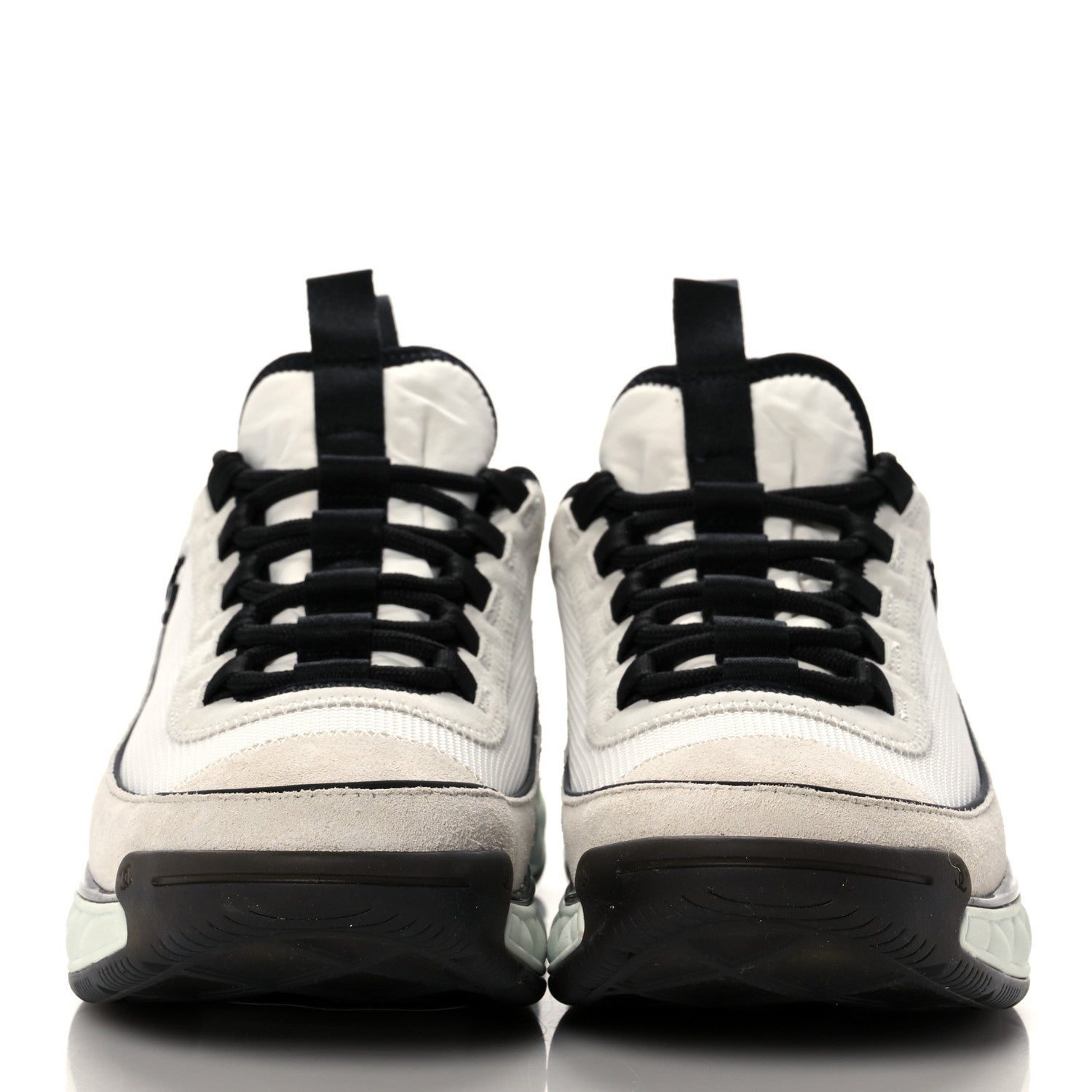 Chanel Fabric Suede Calfskin CC Sneakers 39.5 White Light Grey 2 of 10