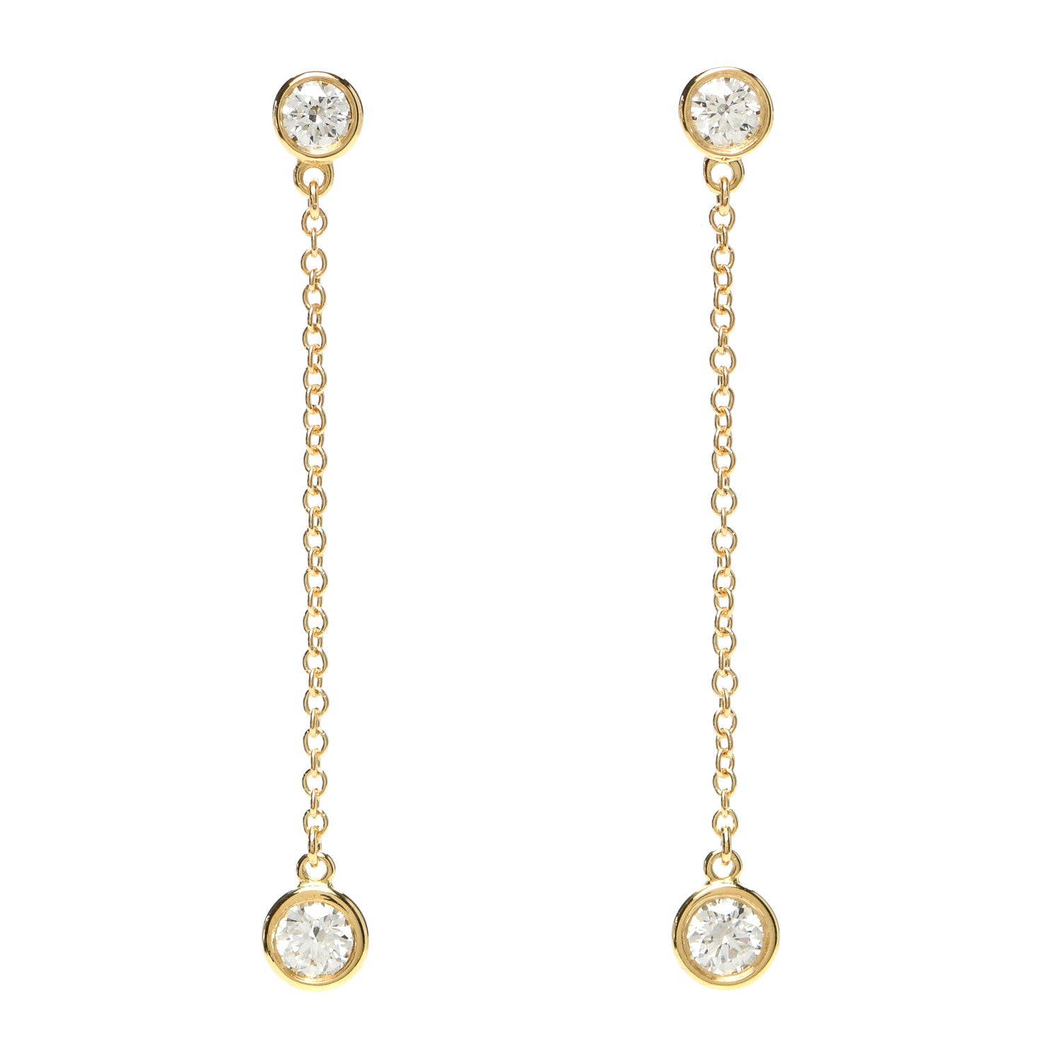 Tiffany 18K Yellow Gold Diamond .39ctw Elsa Peretti Diamonds by the Yard Drop Earrings 1 of 5