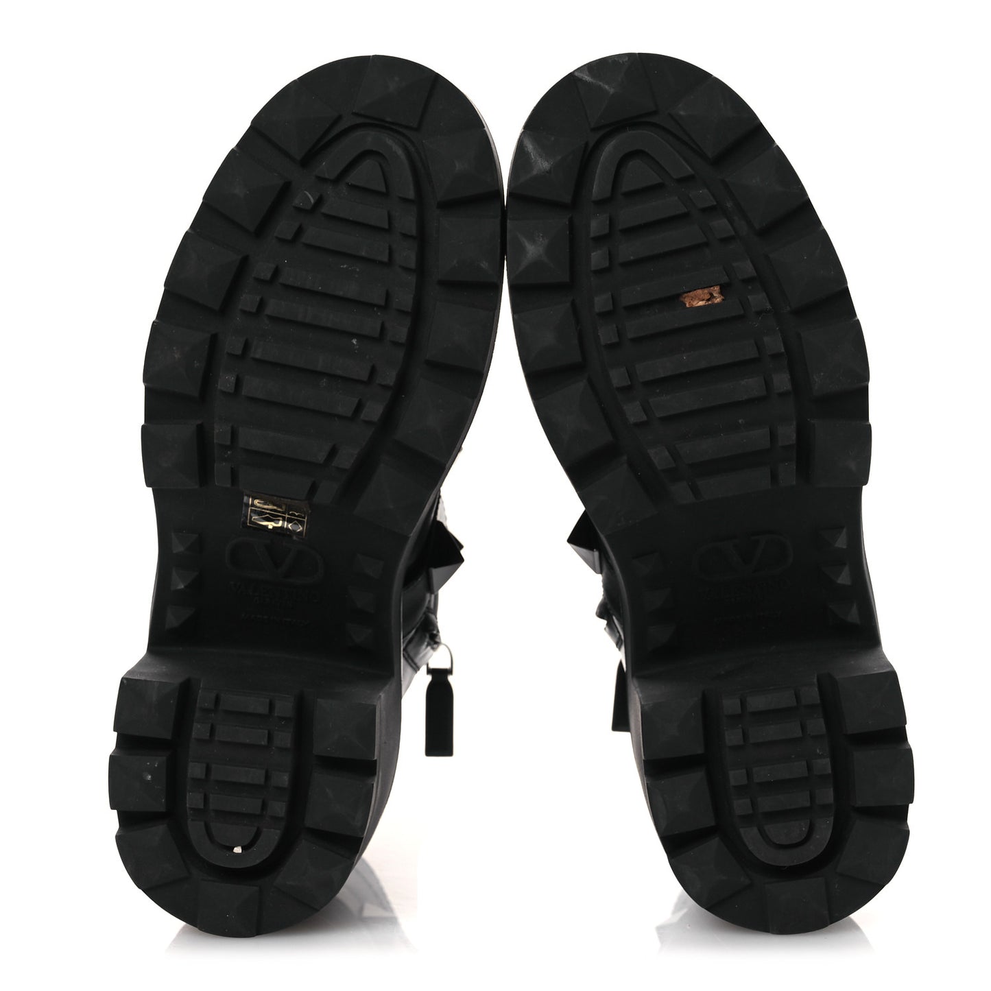 Calfskin Tonal Roman Stud Combat Boots 39 Black