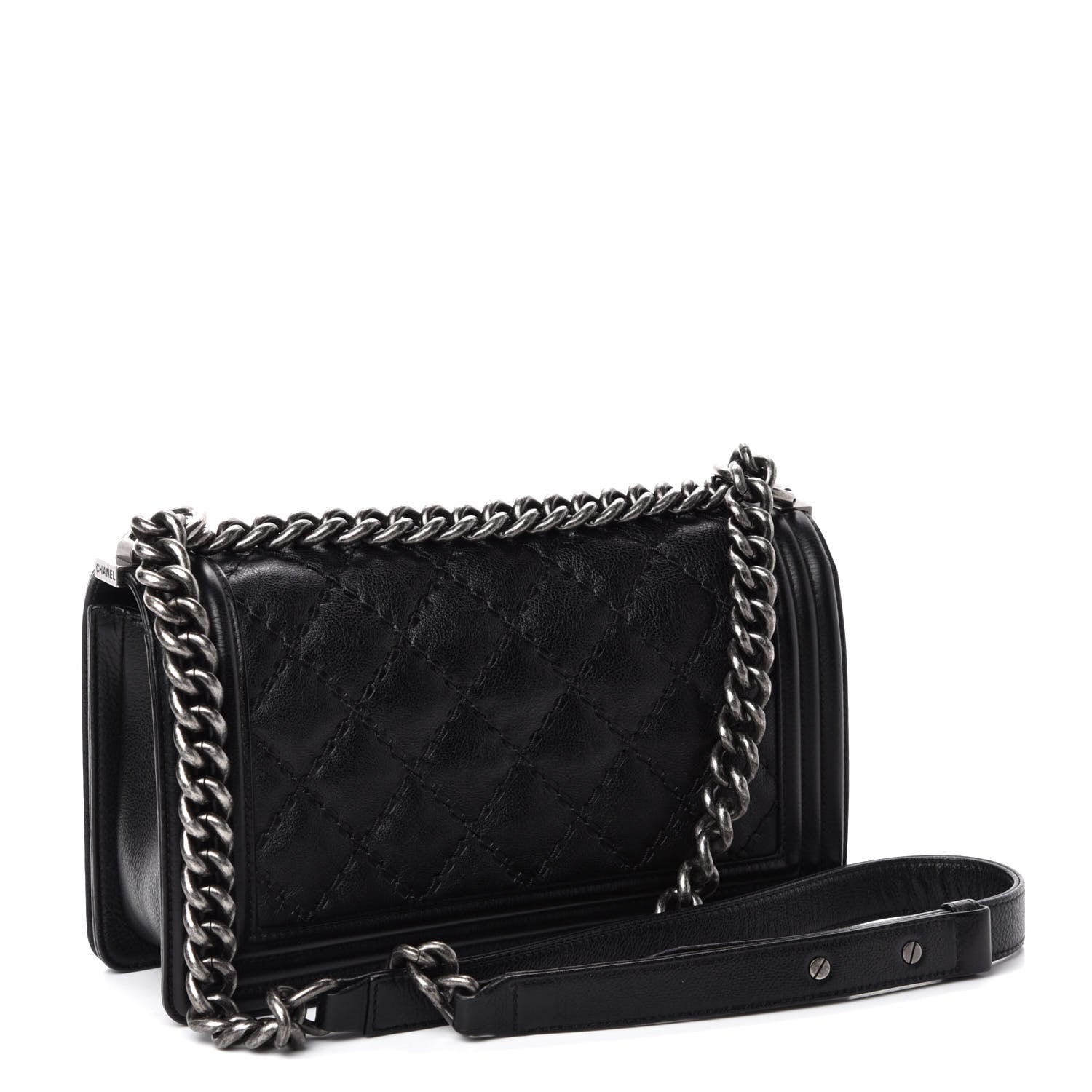 Chanel Calfskin Double Stitch Medium Boy Flap Black 4 of 12