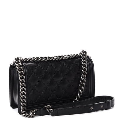 Chanel Calfskin Double Stitch Medium Boy Flap Black 4 of 12