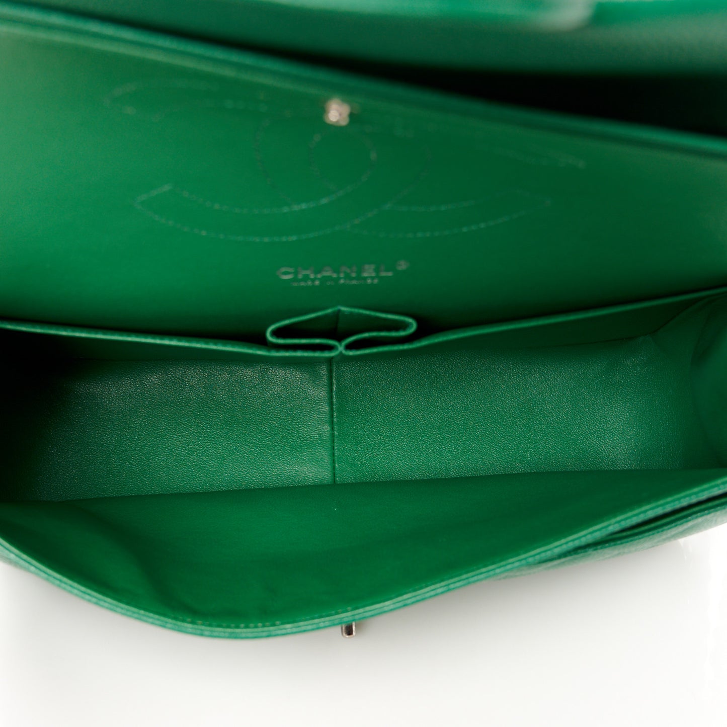 Caviar Quilted Jumbo Double Flap Green