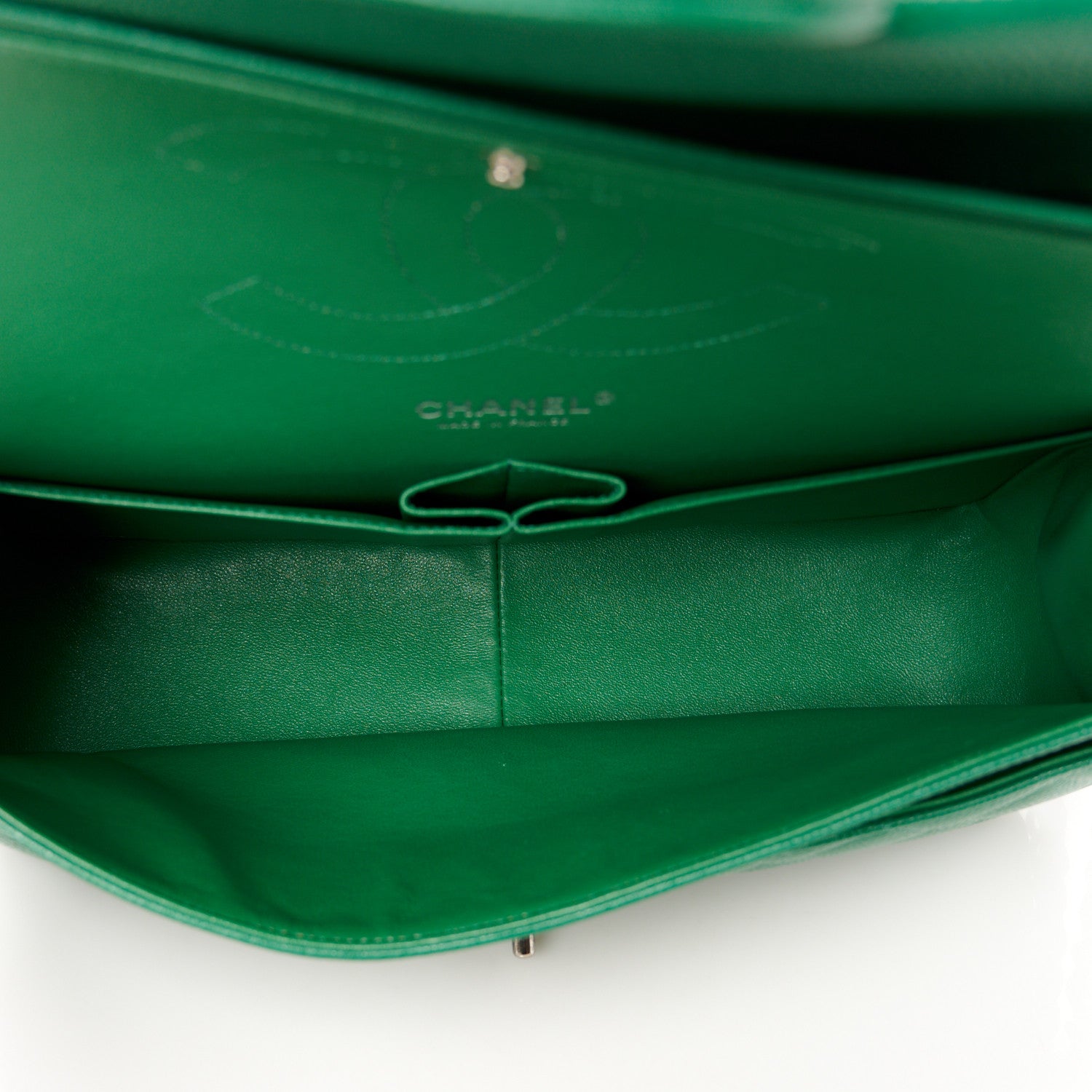 Chanel Caviar Quilted Jumbo Double Flap Green 5 of 11
