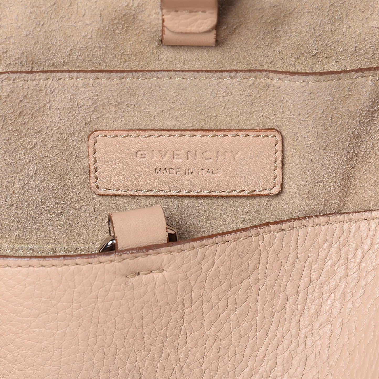 Grained Calfskin Medium Shark Lock Satchel Nude