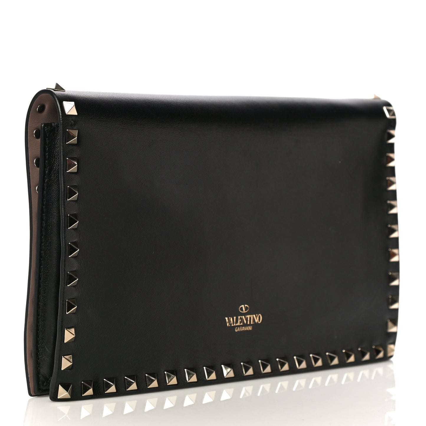Nappa Rockstud Wristlet Clutch Black
