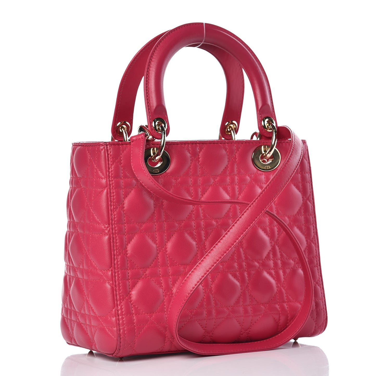 Lambskin Cannage Medium Lady Dior Fuchsia