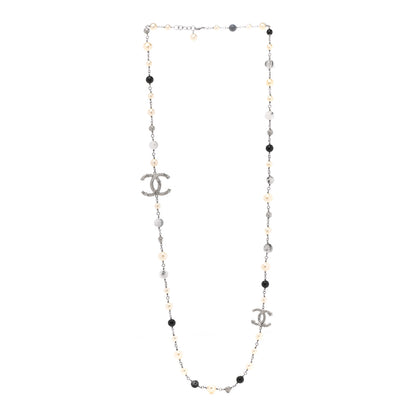 Chanel Pearl Beaded Star CC Long Necklace Silver 3 of 6