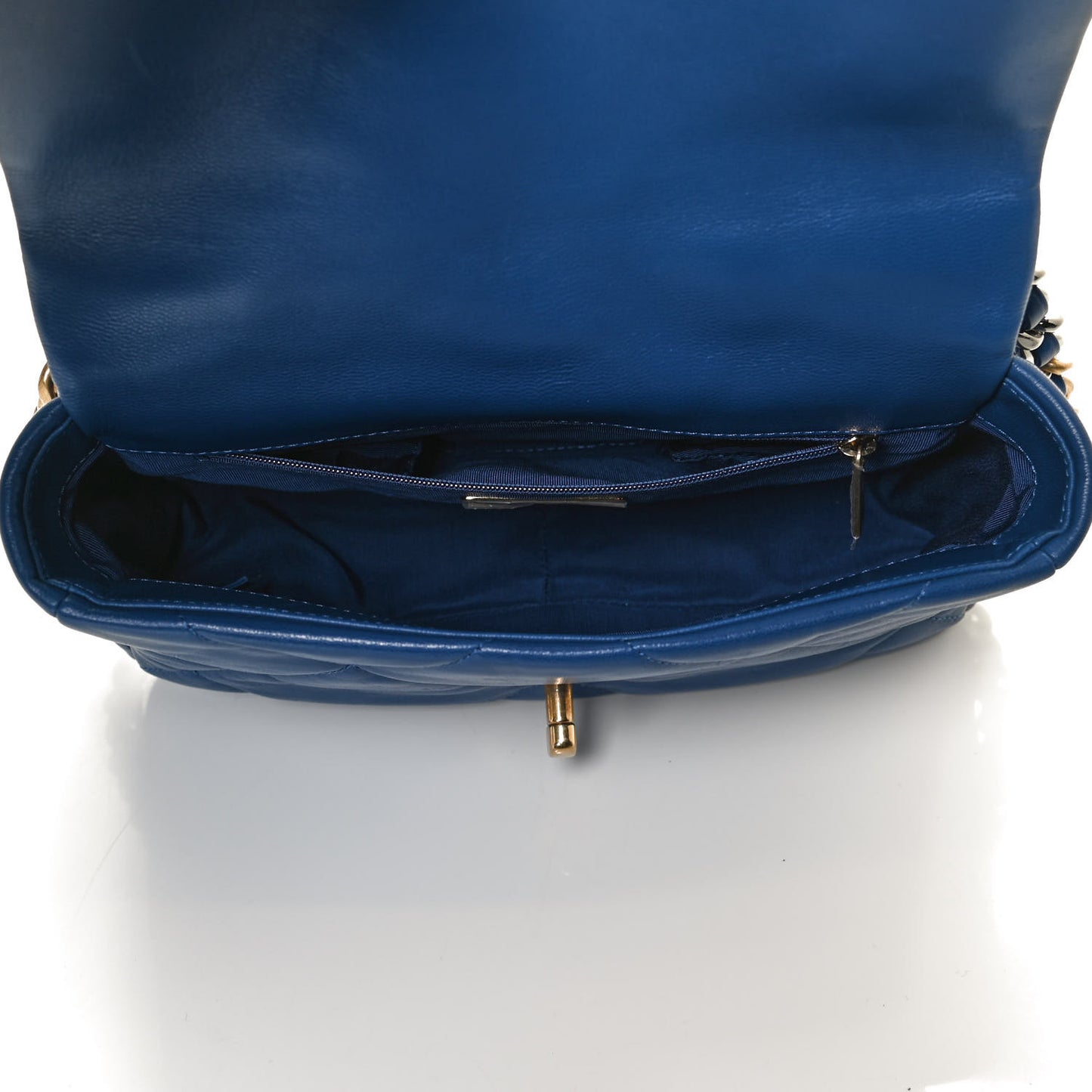Goatskin Quilted Medium Chanel 19 Flap Dark Blue