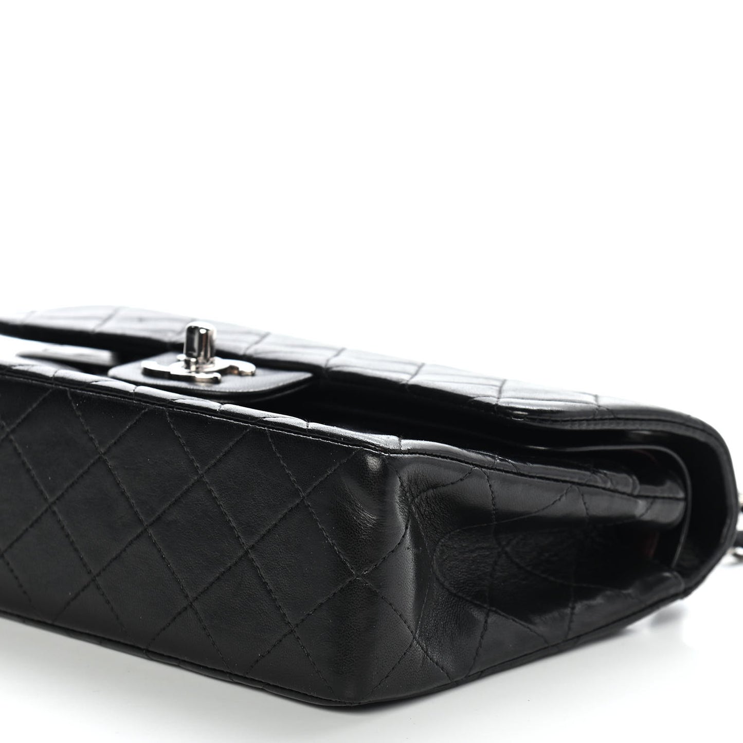 Lambskin Quilted Small Double Flap Black