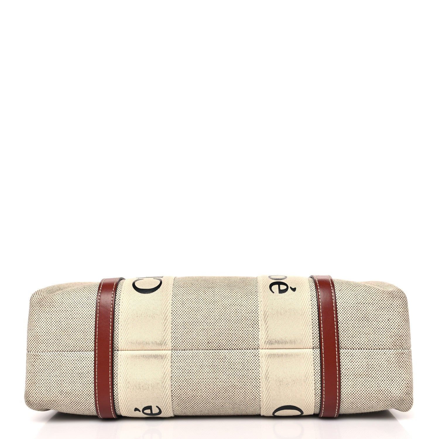 Chloe Cotton Calfskin Medium Woody Ribbon Tote White Brown 9 of 9