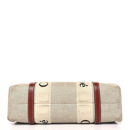 Chloe Cotton Calfskin Medium Woody Ribbon Tote White Brown 9 of 9