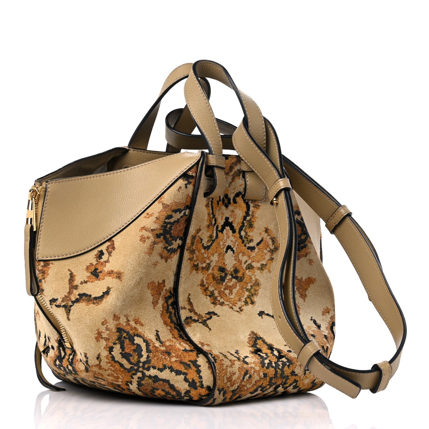 Suede Tapestry Small Hammock Shoulder Bag Multicolor