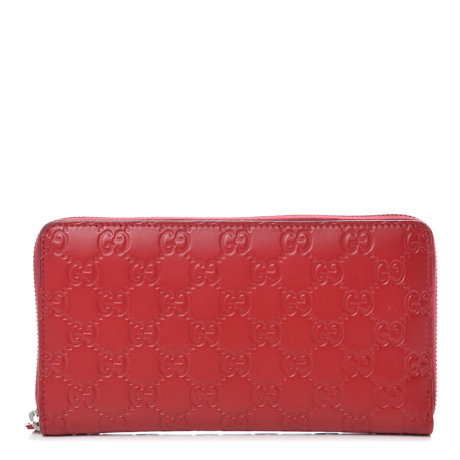 Gucci Guccissima Signature Zip Around Organizer Wallet Hibiscus Red 1 of 8