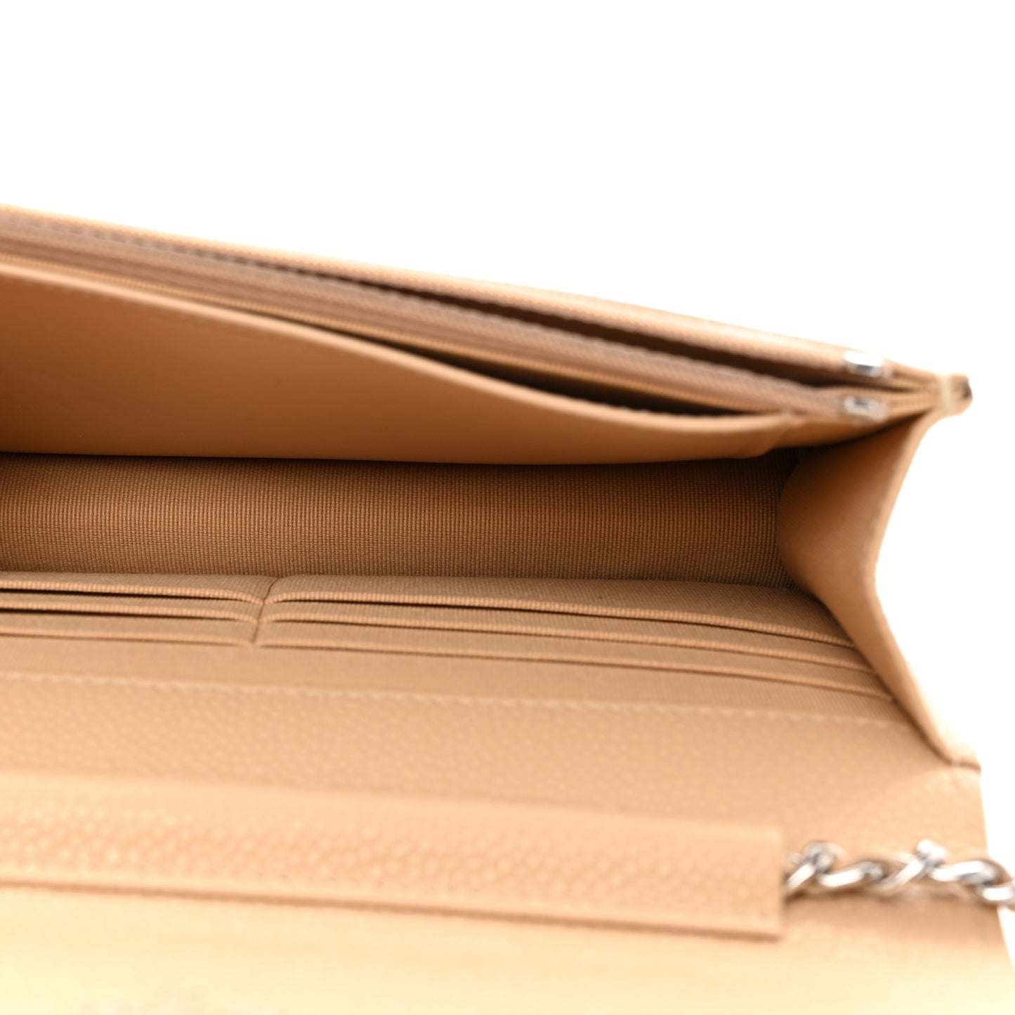 Caviar Quilted Wallet On Chain WOC Beige