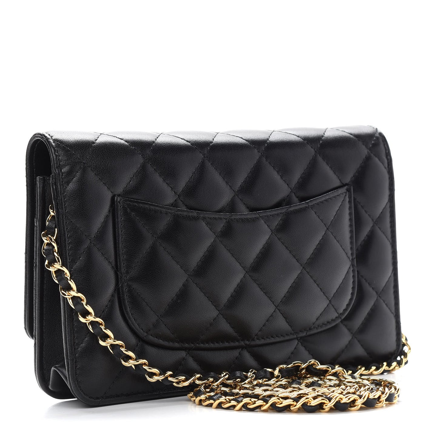 Lambskin Quilted Wallet On Chain WOC Black