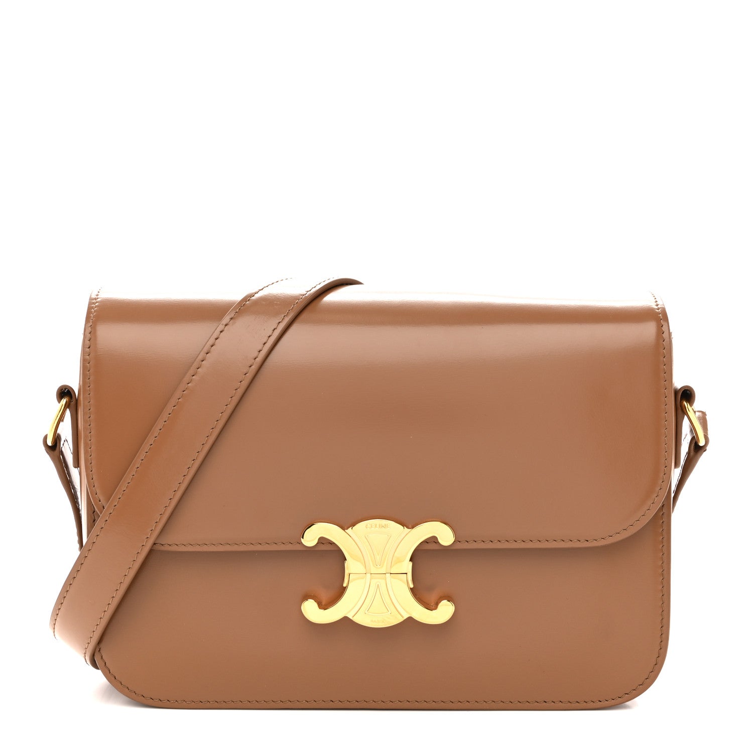 Celine Shiny Calfskin Medium Triomphe Bronze 1 of 16