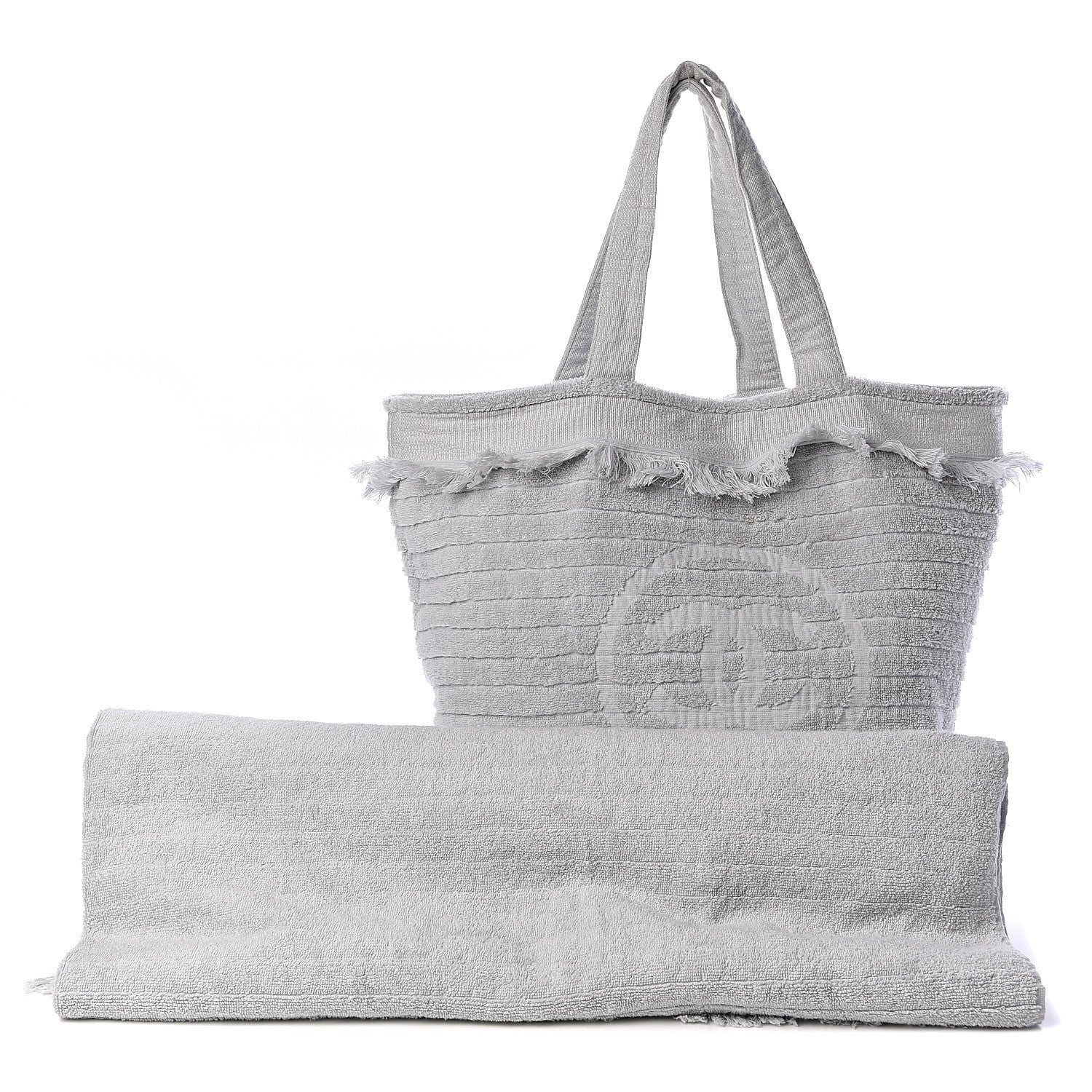 Chanel Terry Cotton CC Beach Tote Towel Set Grey 3 of 11
