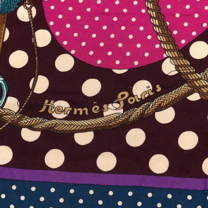 Hermes Cashmere Silk Clic Clac A Pois Shawl 140 Ardoise Aubergine Fuchsia 2 of 4