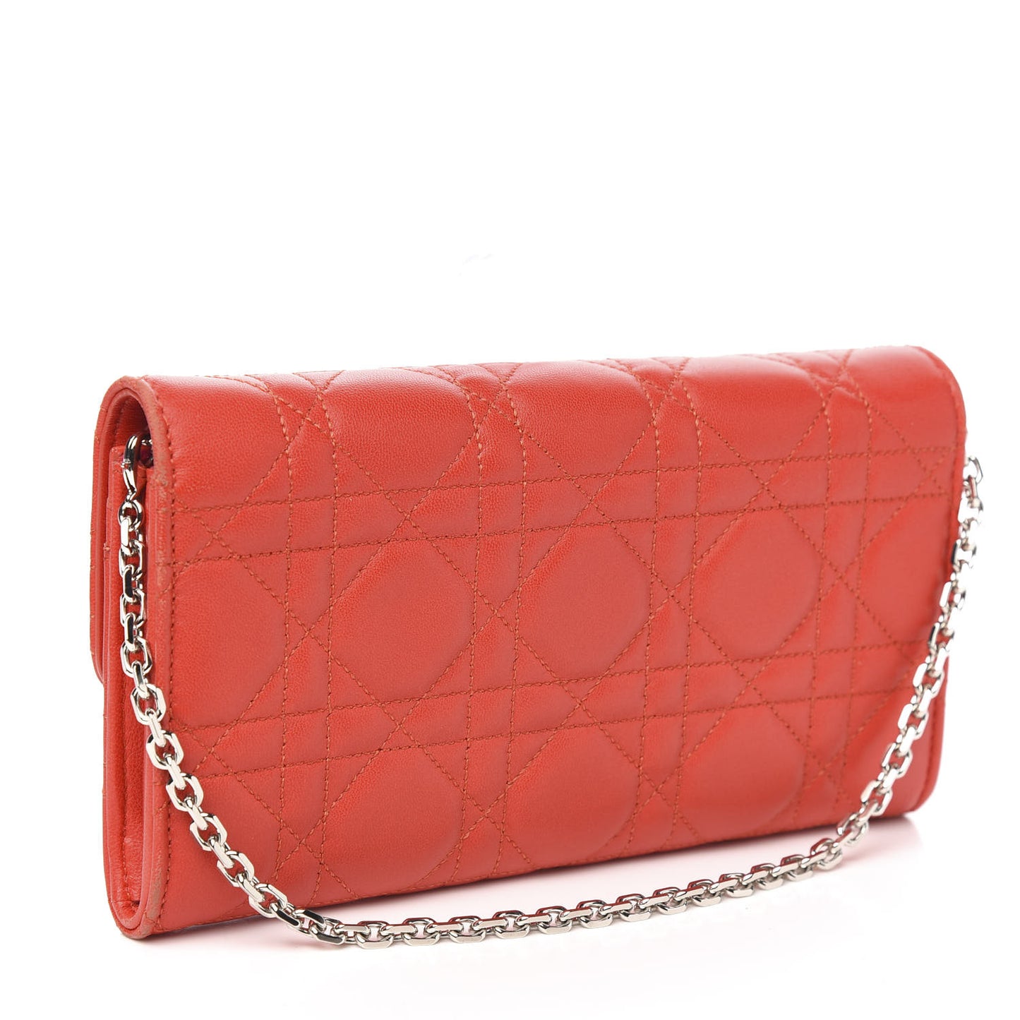 Lambskin Cannage Miss Dior Chain Wallet Red