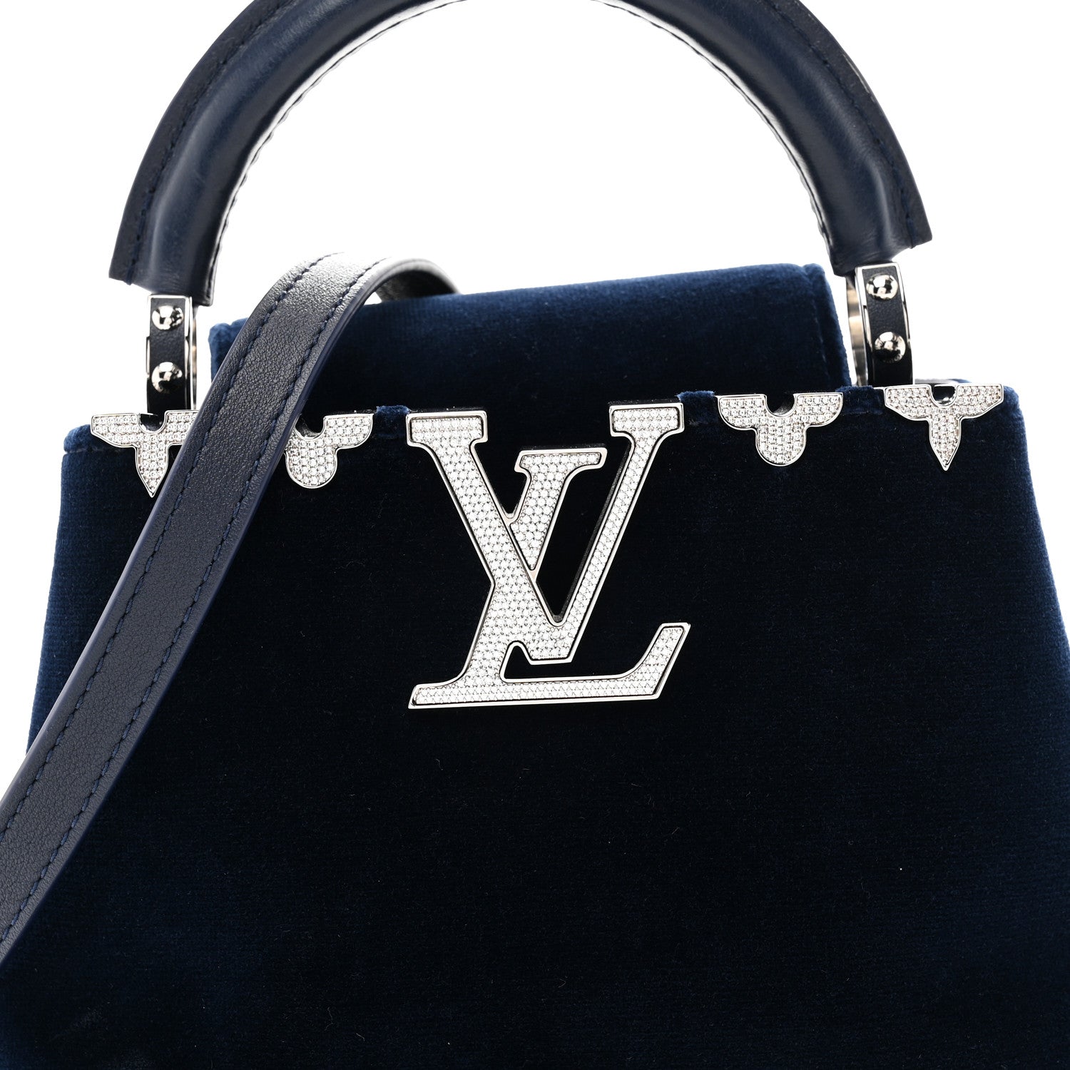 Louis Vuitton Velvet Crystal Capucines Mini Midnight Blue 7 of 9