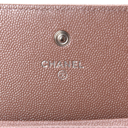 Chanel Metallic Caviar Chevron Quilted Vintage Mademoiselle Flap Card Holder Pink 6 of 9