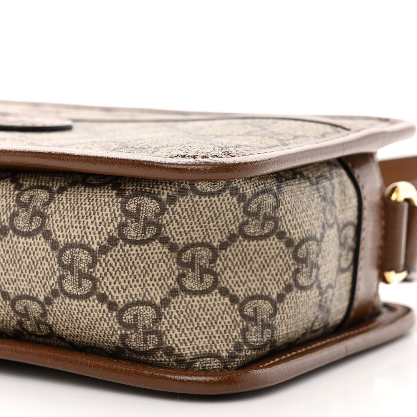 GG Supreme Monogram Azalea Calfskin Mini Retro Interlocking G Shoulder Bag Beige Ebony Brown Sugar