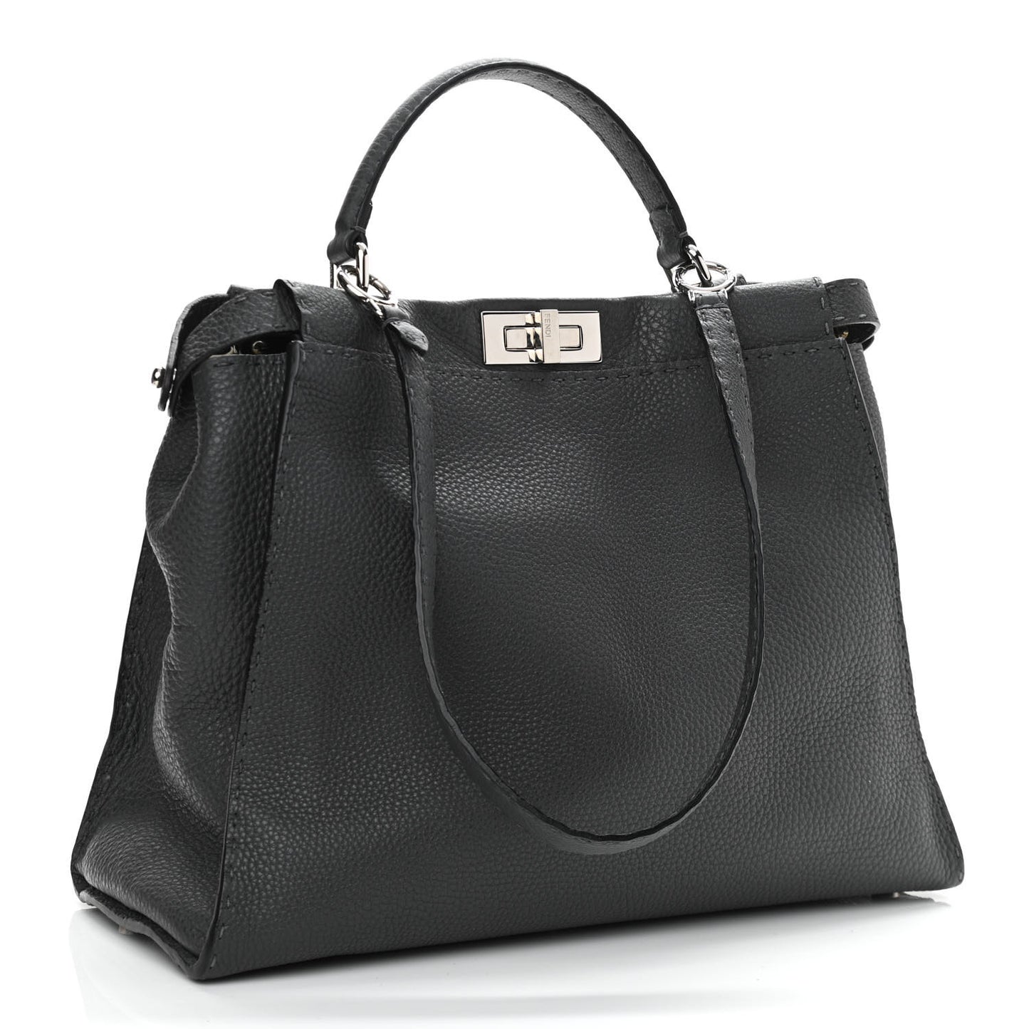 Cuoio Romano Selleria Bi-Color Large Peekaboo Iconic Satchel Asfalto Latte
