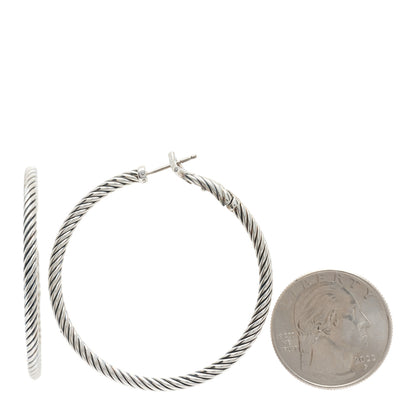 David Yurman Sterling Silver Medium Cable Classics Hoop Earrings 2 of 5