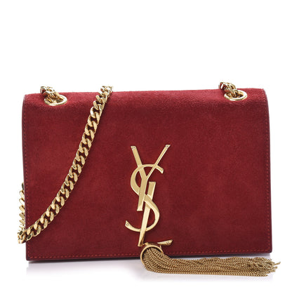 Saint Laurent Suede Small Classic Monogram Kate Tassel Satchel Red 1 of 9