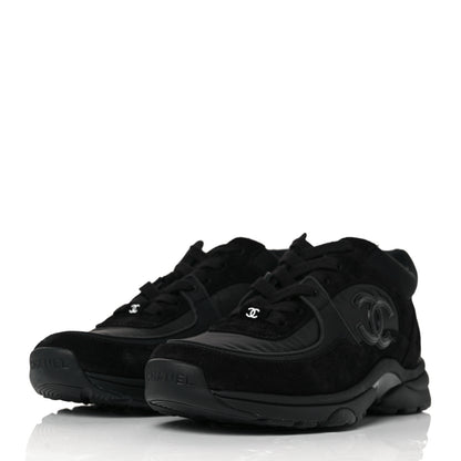 Chanel Fabric Calfskin Suede CC Sneakers 36 Black 3 of 7
