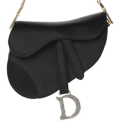Christian Dior Satin Crystal Mini Saddle Bag Black 7 of 10
